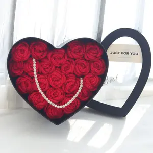 Valentine's Day Gift Set, 21 Crochet Roses + Heart Packaging + Random Card, Perfect for Anniversary, Wife, Mom, Girlfriend