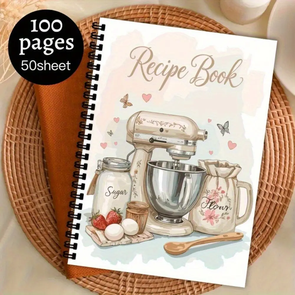 1pc Vintage Kitchen Cookbook with Spiral Binding, Elegant Recipe Organizer with Charming Illustration, Blank Pages for Meal Planning & Cooking, Perfect Gift for Home Chefs & Baking Enthusiasts, Spiral Bound Notepad, Spiral Bound Notebook