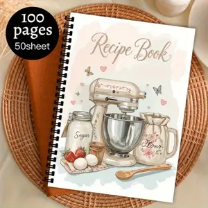1pc Vintage Kitchen Cookbook with Spiral Binding, Elegant Recipe Organizer with Charming Illustration, Blank Pages for Meal Planning & Cooking, Perfect Gift for Home Chefs & Baking Enthusiasts, Spiral Bound Notepad