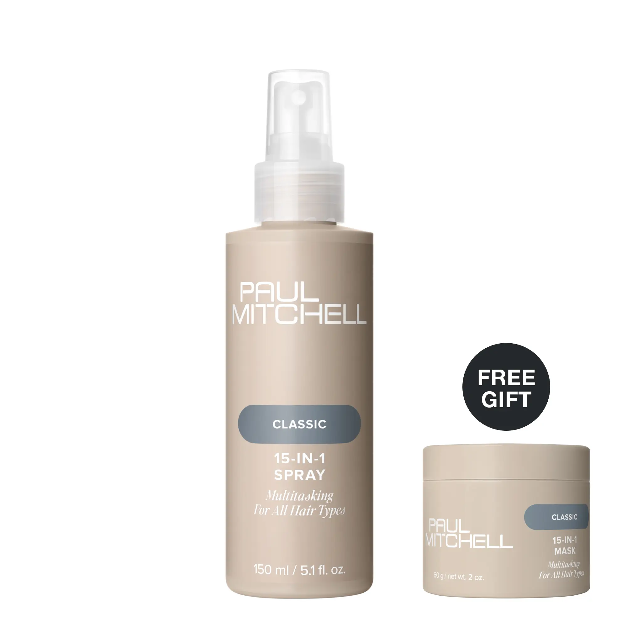 Paul Mitchell 15-In-1 Multitasking Spray with UV Protection, Frizz Control for All Hair Types, Vanilla Scent with FREE Mini 15-In-1 Mask