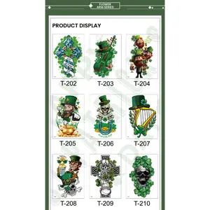 5-pack of National Day Tattoo Stickers for St. Patrick's Day Party Disposable Men's and Women's Arm Tattoos