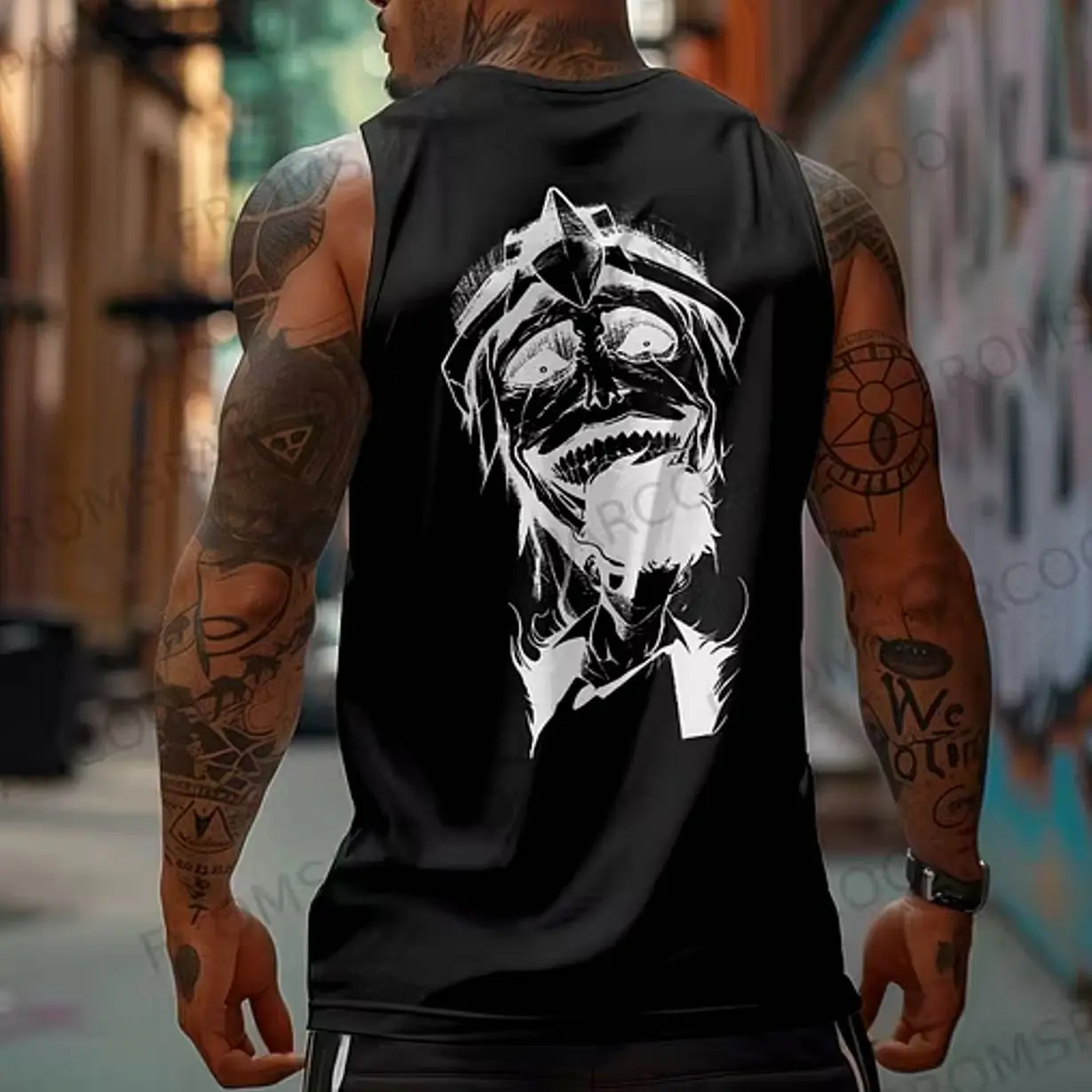 Smile of Death Anime Print Gym Tank Top