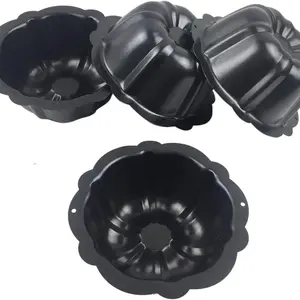 3.74in Mini Carbon Steel Non-Stick Cake Pan – Round Pumpkin Fluted Mold, Reusable Eco-Friendly Baking Pan, Camping Cookware for Outdoor Baking