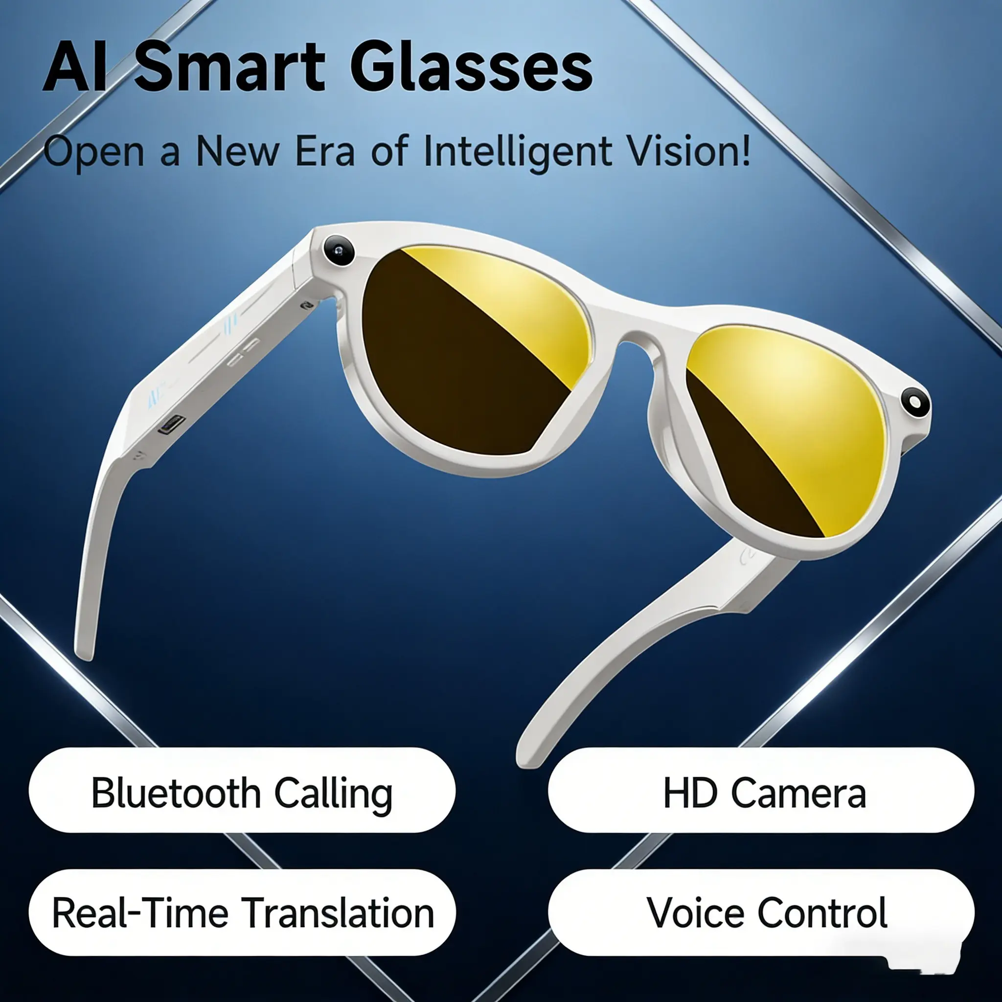 M88 Smart Ai Glasses, Business Meeting Travel Outdoor Cycling Sports Driving, Hands-Free Call Stereo Music Quality, Unisex, Multifunctional Smart Glasses, Smart Audio Glasses
