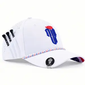 NJF Premium Golf Hat with Hidden Flag Under Brim - Breathable Lightweight Unisex One Size Golf Cap for Workouts, Running, Fitness - Includes 3 Pro Tees & Ball Marker