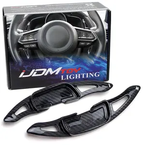 iJDMTOY Twill-Weave Carbon Fiber Pattern/Style Larger Paddle Shifter Extensions For Mazda 3 6 CX-3 CX-5 CX-9 MX-5