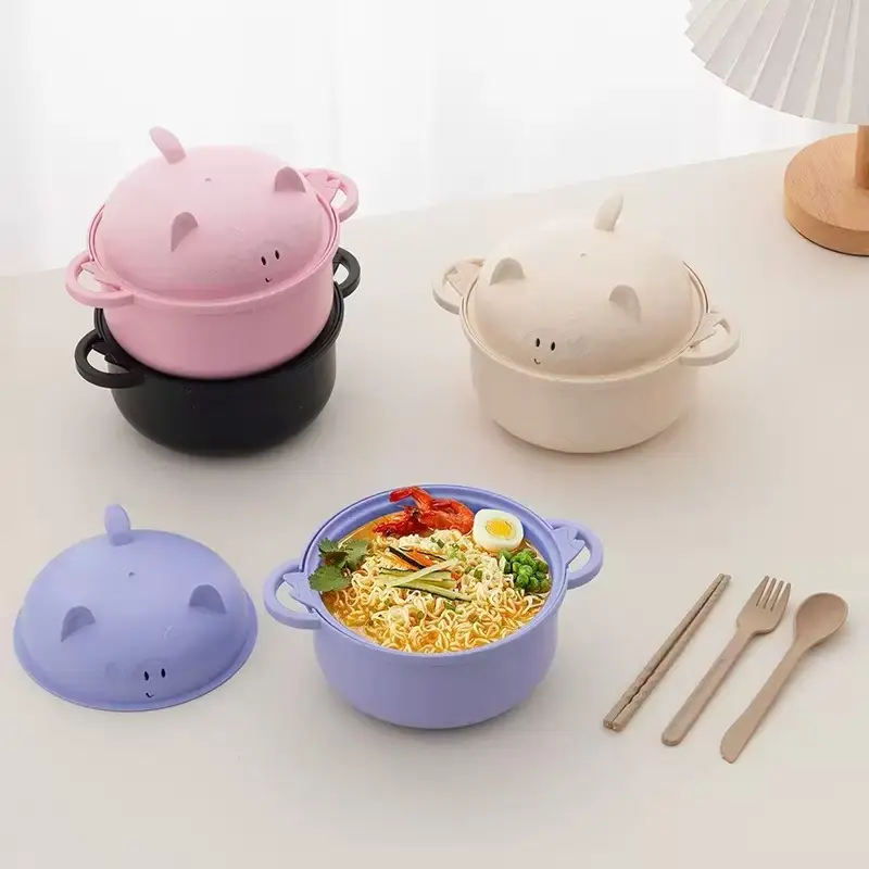 microwave Lamian Noodles pot bowl set with handle, fast Lamian Noodles pot, spoon, chopsticks, Lamian Noodles pot, fork, university dormitory apartment, Christmas Gift Thanksgiving cooking utensils, Stock Up Stockpile New Year Gift