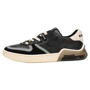 COACH CitySole Leather Round-Toe Lace-Up Low-Top Casual Shoes for Men in Gray-Black Verifiable, with credentials and supporting global authentication