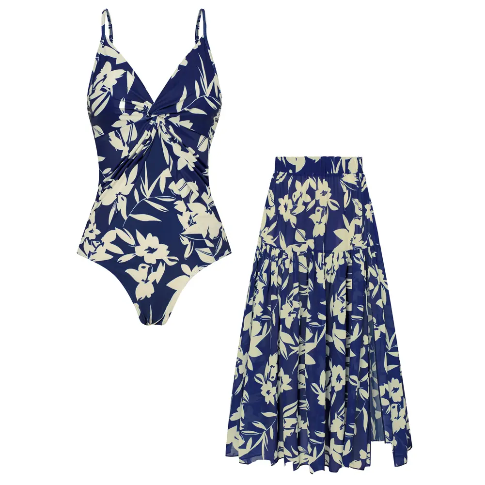 Navy with White Floral