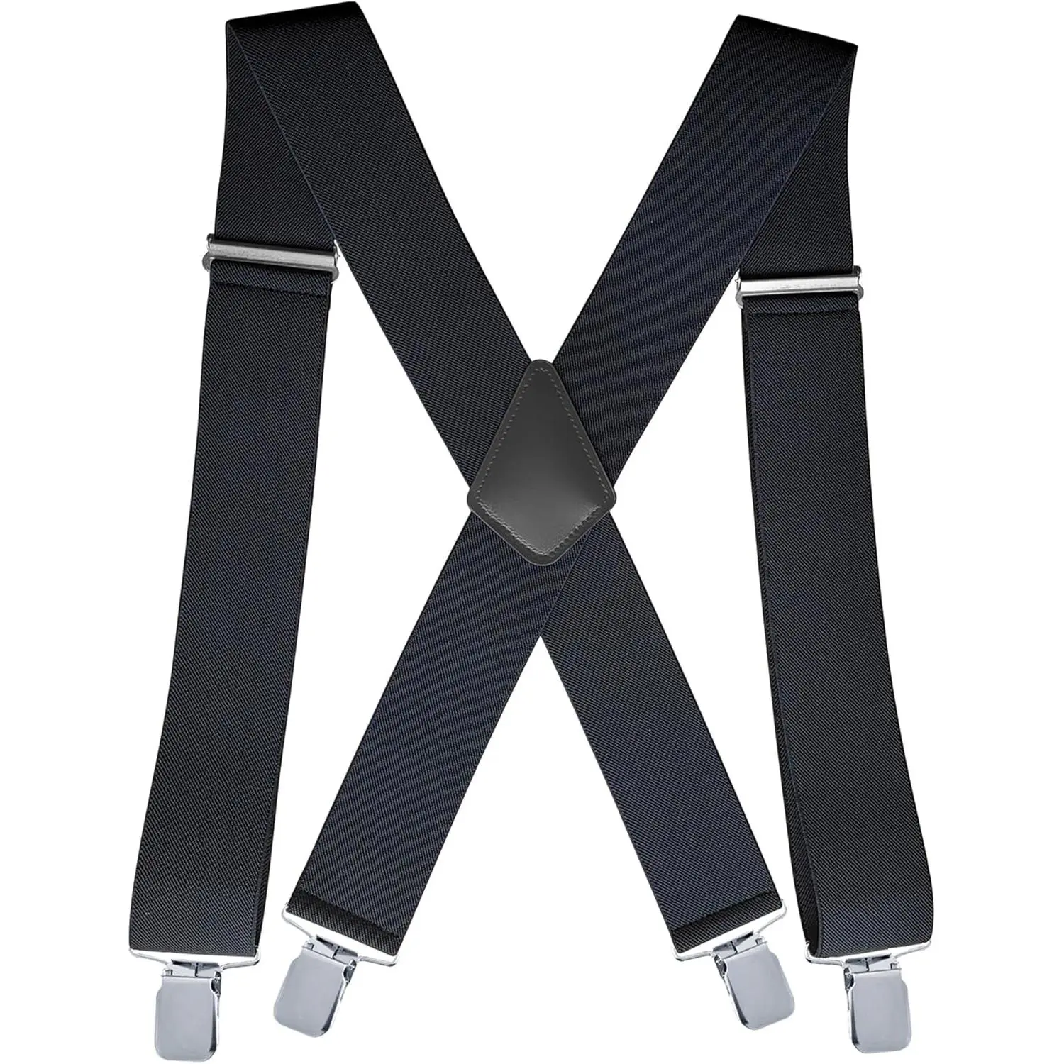 Men's 2-in Robust Leather Suspenders, Durable Heavy-Duty X-Back Accessory with Strong Clips, Adjustable for Work Jeans