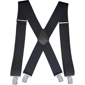 2 Inch Men's Heavy Duty Suspenders with Strong Clips Adjustable X-Back for Work Jeans