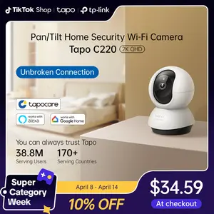 TP-Link & Tapo C220 2K Pan/Tilt Smart Security Camera – Pet & Baby Monitor with Motion Tracking, Starlight Night Vision, 2-Way Audio, 512 GB Local/Cloud Storage, Alexa & Google Home