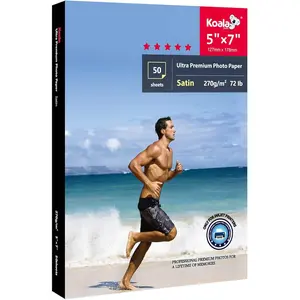 Ultra Premium Photo Paper 5x7 In Satin Photo Printer Paper for Inkjet Printer Water-Resistant Semi Gloss 50 Sheets 72lb