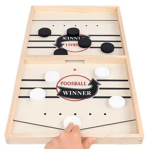 Wooden Air Hockey Game Table, Indoor Multiplayer Board Game, Family Hockey Game,Wooden Sling Puck Game