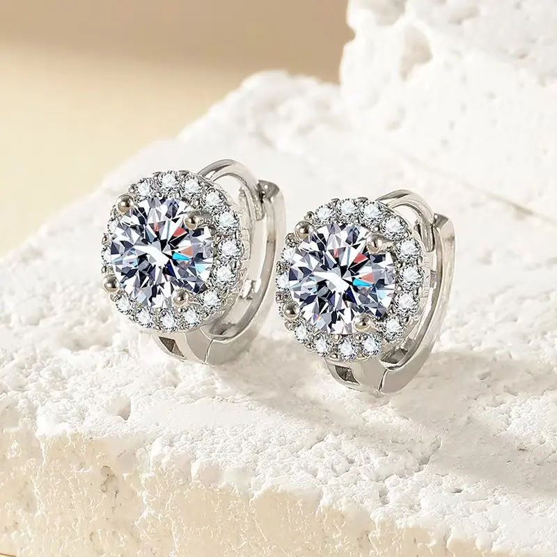 LED-183 2 Carat Moissanite Earrings – Comet Tail Cut, Genuine Platinum Plated