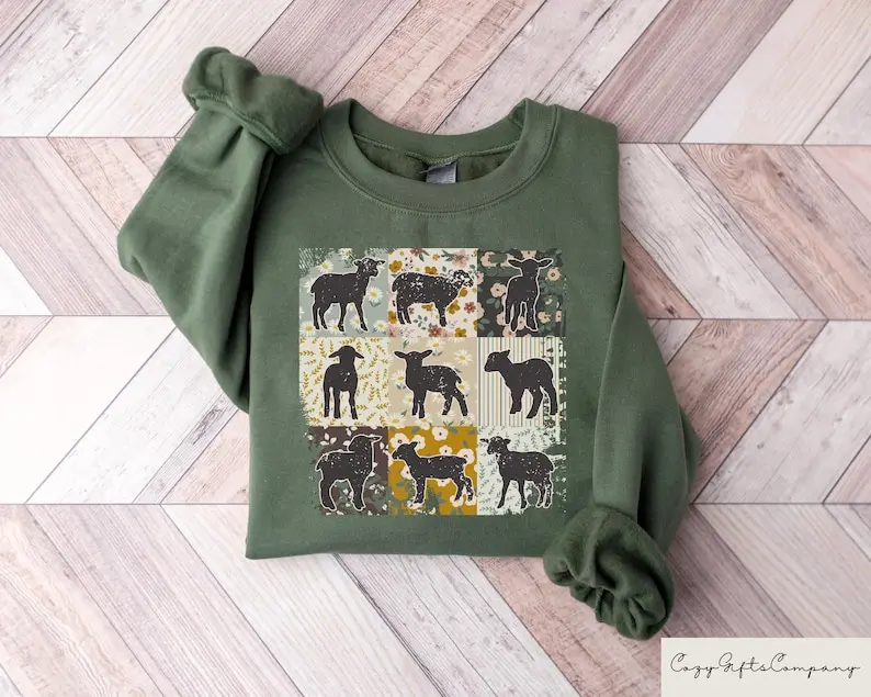 Floral Sheep Sweatshirt, Cozy Sheep Sweater, Farm Girls Sheep Shirt, Aesthetic Womens Clothing, Boho Cowgirl, Sheep Lover Gifts