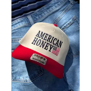 Embroidered "American Honey" Trucker Hat: Americana Flag Cap