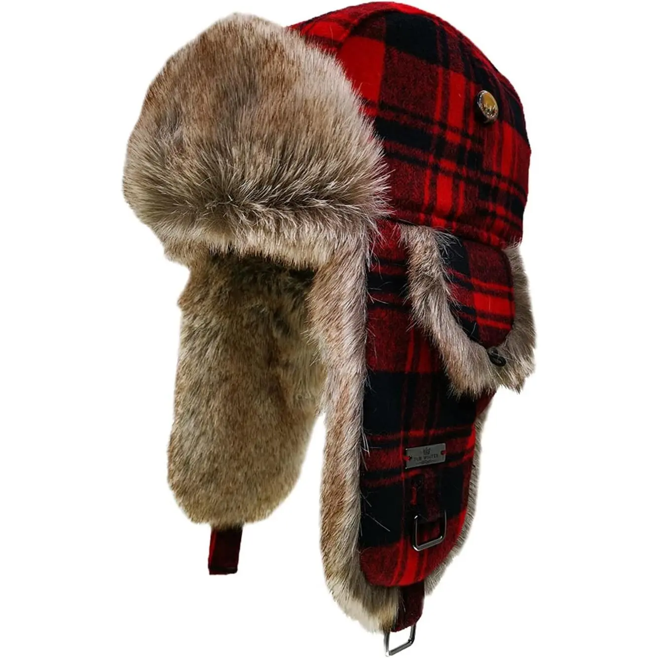 Fur Winter Trapper Hat,Wool Faux Fur Aviator Ski Trapper Trooper Pilot Snow Eskimo Hat with Ear Flaps for Men & Women