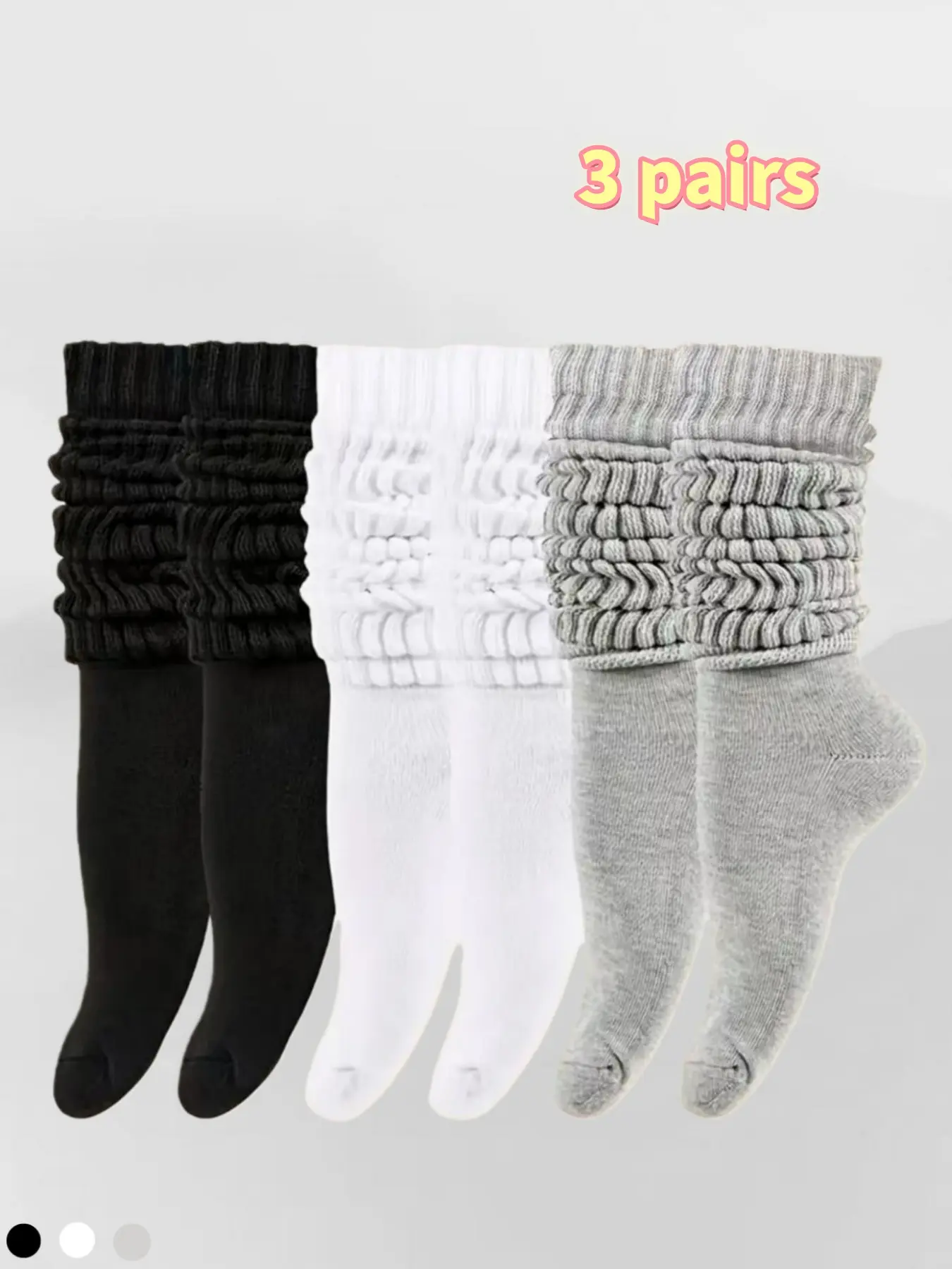 Women's Spring & Fall Trendy Solid Color High-End Long Tube Socks, Casual Fitted Jk Socks, 3 Pairs Pack, Fashionable and Versatile