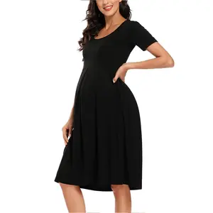 Ecavus Women's Maternity Casual Dress, Above Knee Length, Pregnancy Clothing for Baby Shower & Summer Work Outfits