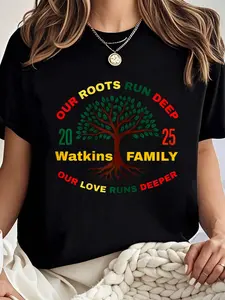 100% cotton Watkins Our Roots Run Deep T-Shirt Women Graphic T-Shirt Cotton Print short Sleeve Casual Top, Summer Tee Womens Tops