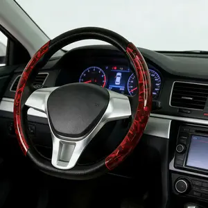 2pcs Segmented Car Steering Wheel Booster Cover, Flower Carbon Fiber Clip-on Protector Cover Non-Slip, 15" Diameter 37-38 cm Wheel Car Auto Interiors Accessories Universal For BMW Chevrolet Ford Honda Jeep Nissan Toyota Mercedes-Benz Hyundai Volkswagen