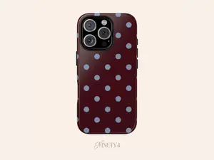Burgundy & Blue Polka Dots iPhone