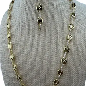 GGG Necklace 18 Inch with 7.3 Inch Bracelet Elegant Gold-Tone Beaded Chain Set for Women