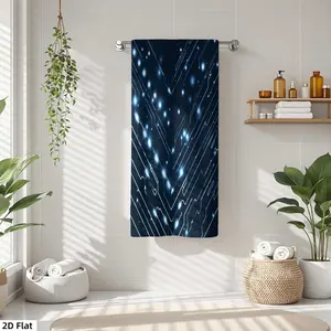 1Pc Tech with Glowing Lines and Dots Bathroom Hand Towel Bath Towel, Multiple Size Microfiber Towel, Ultra-Soft Quick Dry and Absorbent Polyester Large Bath Towel, Unique Home Decorative Kitchen Towels, Festival Ba