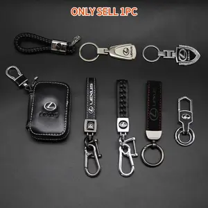 1pcs Lexus Leather Keychain, Handmade Keychain with Handwoven Strap, Suede Key Fob and Shield Design, Versatile and Practical Key Accessory for Car Interior
