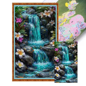 Waterfall Printed Cross Stitch Kit 40x70cm DIY 11CT Thread Art Needlework Decor