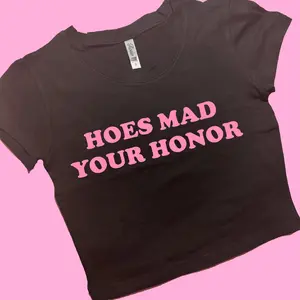 Hoes Mad Your Honor Crop Top, Gift For Her, Cropped Tees for Women, Retro Y2K Graphic Baby Tee, 2000 Grunge Outfits