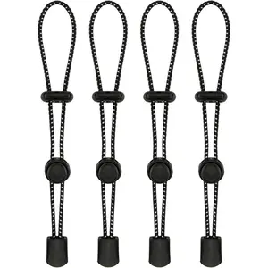 4pcs Black Climbing Stick Holder Adjustable Elastic Bungee Straps Fixing Buckle for Hiking Trekking Pole Backpack Ski Walking Mountaineering Outdoor Carry Accessory