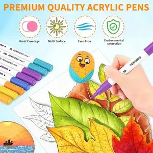 PREFERRED BY ARTISTS Clear Organizer Case Acrylic Marker Set 24/36 Acrylic Paint Pens Vibrant Acrylic Markers -Perfect for Art & DIY Projectsafe & Wood Crafts & TikTok Viral DIY Projects