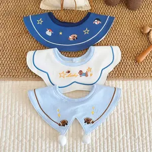 3pcs Baby Embroidered Crown Bibs, Absorbent Drool Pads, 360° Rotatable Design, Leak-Proof, Perfect for Babies, Cute and Practical