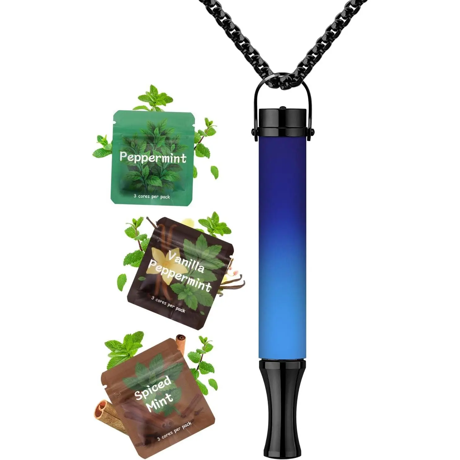 ASTOFLI Breathing Necklace For Anxiety Adults - Adjustable Air Outlet Breathe Necklaces With Flavored - Breath Free Stress Relief Device With Flavor - Meditation Gifts For Women Men