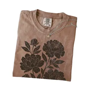 Comfort Colors Linocut Flower Vintage Style Tshirt, Retro Block Print Peonies Shirt,Ranunculas Woodcut Stamp Tee,Cottagecore Boho Botanical