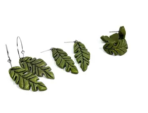 Leaf Dangle & Stud Earrings | Tropical Foliage | Lightweight Nature Jewelry | Handmade Gift for Her