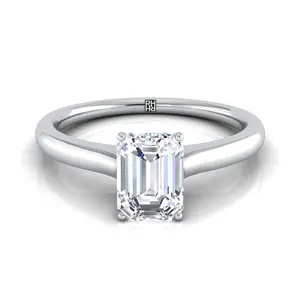 Cathedral Surprise Stone Solitaire Emerald Cut Engagement Ring Setting in Platinum