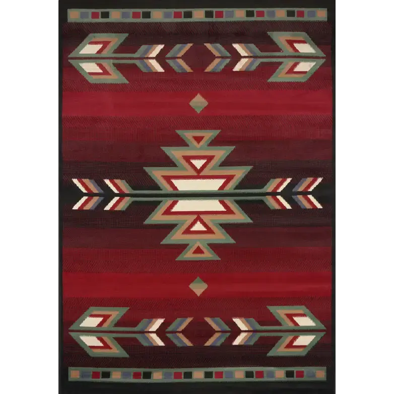 Southwestern designed aztec red area rug