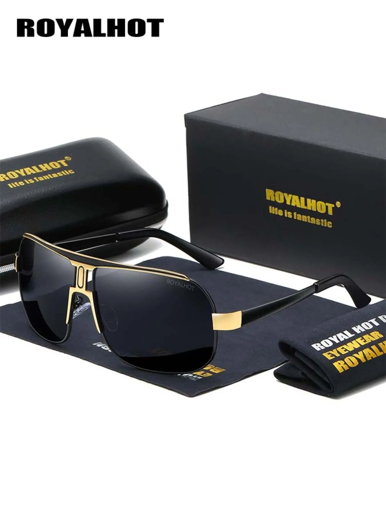 Unisex Vintage Trendy Casual Aviator Tinted Lens Frames Sun Protective Sunglasses, Sporty UV400 Protection Polarized Sunglasses for Men & Women, Fashion Accessories for Outdoor Activities