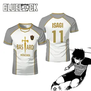 Blue Lock Bastard München Jersey Japanese Anime Kaiser Isagi Cosplay Unisex Football T-shirt Sports Casual Breathable Kid's Tops
