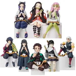 10-15cm Anime Demon Slayer Figure Kamado Tanjirou Nezuko Sitting Posture Action Figure PVC Model Doll Collection Toy Gift Kids