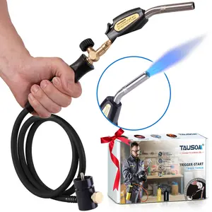 TAUSOM Propane Torch Hand Hose, Mapp Gas Torch,Welding Torch,Hose Length 1.5M/60"Maximum Operating Temperature 1900℃/3600℉-with Hook (Quick ignition with valve Style) Industrial Tool