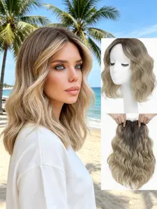 Thinning Hair No More! Natural Black Wavy Hair Topper - Synthetic Bodywave Wig, Lightweight, Comfortable, Adds Fullness & Hides Hairline/Part Lines! 🙌
