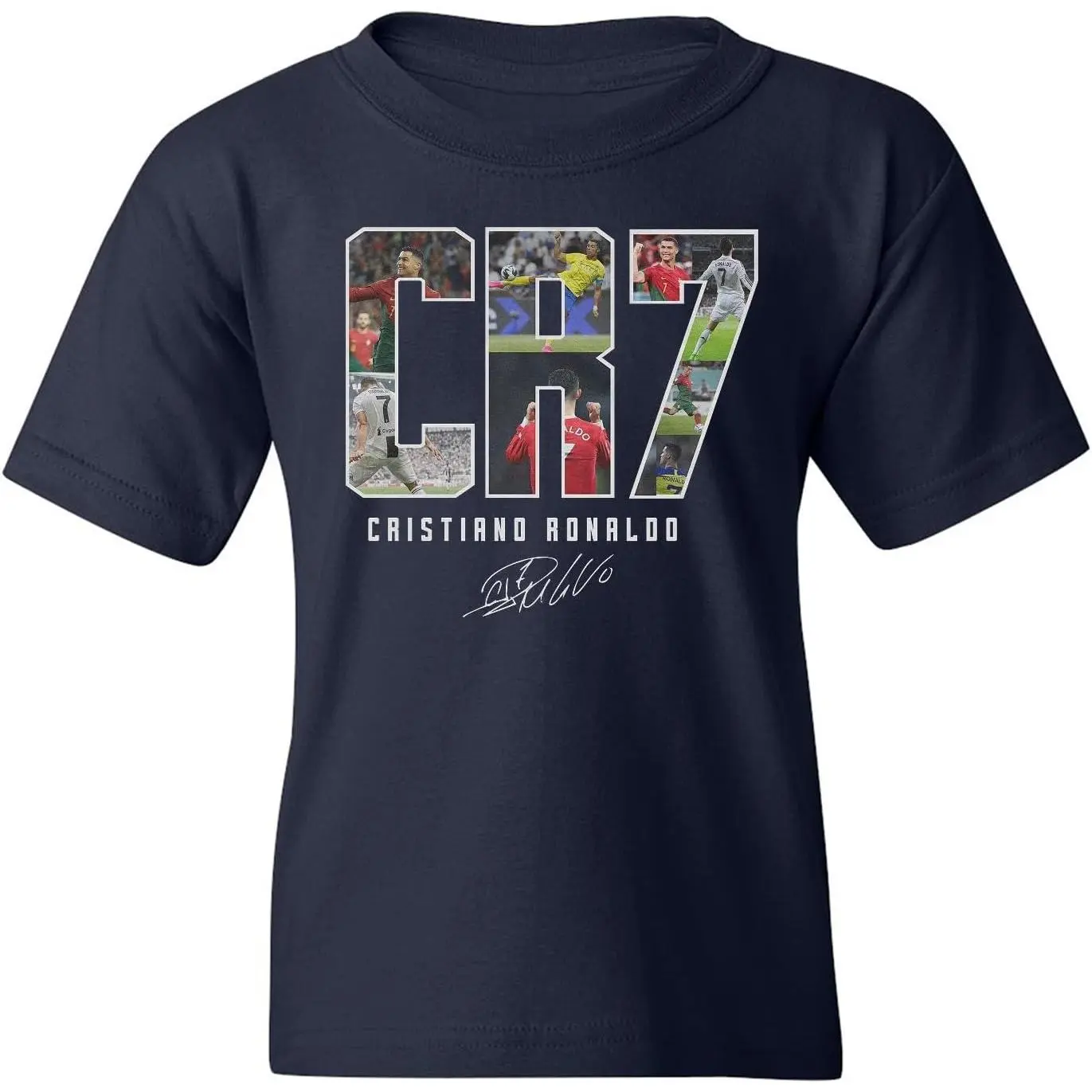 Men's Casual Cotton Short-Sleeve Round Neck Graphic T-Shirt - Cup & Branch Collage Art, Herringbone, Ronaldo Tribute Soccer Fashion, Machine Washable Streetwear Top, All Seasons Menswear Tee, Clothes