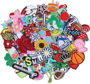 100Pcs Embroidered Patches Assorted Styles Cute Iron On Patches, Bulk Random Iron Patches for Clothing, Small Applique Patches Sewing Applique for Jackets, Hats, Backpacks, Jeans, DIY Accessories