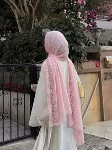Women's Fashion Embroidered Chiffon Scarf, Sun Protection Summer Multicolor Shawl, Elegant Versatile Wrap, Lightweight Breathable Headscarf for All Seasons