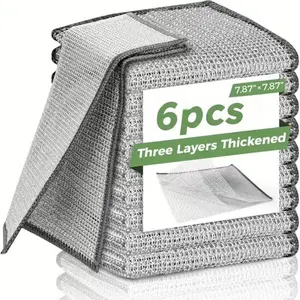 6 Pack Stainless Steel Scrubber Pads - Heavy Duty Non-Scratch, Reusable Wire Scouring Cloths for Pots Pans Grills Kitchen Cleani
