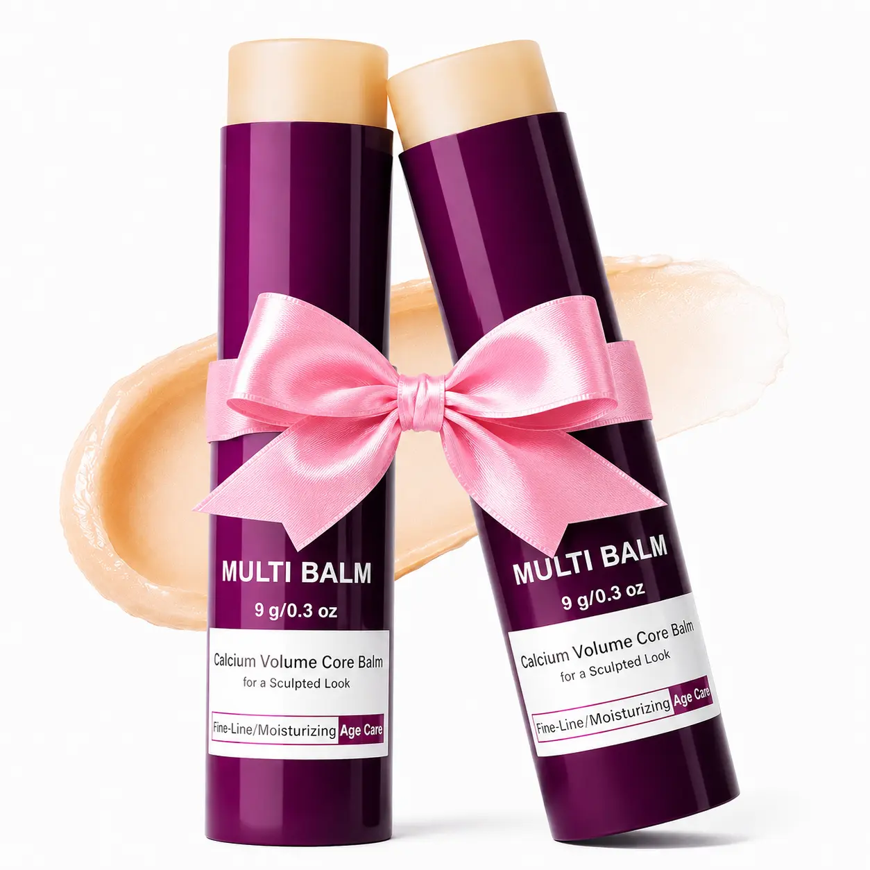 2-Pack Calcium-Infused Volumizing Multi-Balm Stick - 9g/0.3oz Daily Moisturizing Skincare with Moisture, Multi-Purpose Hydrator for Face & Elbows